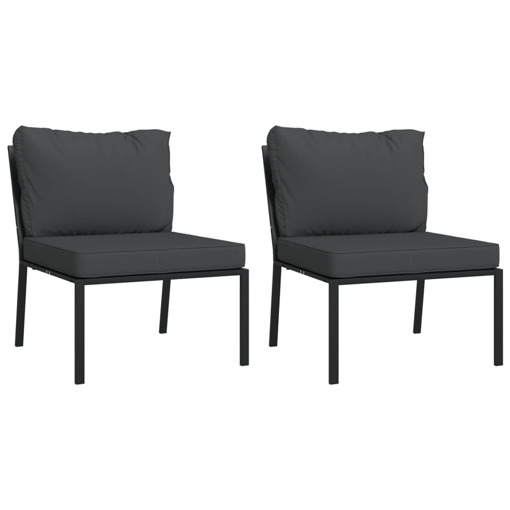 Garden chairs with grey cushions set of 2 60x74x79 cm steel