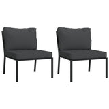 Garden chairs with grey cushions set of 2 60x74x79 cm steel