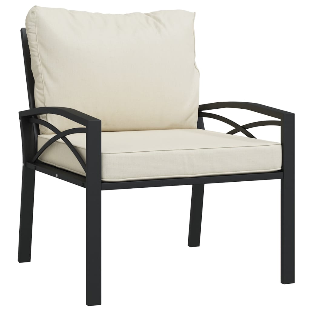 Chaise de jardin avec coussins sable 68x76x79 cm acier