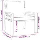 Chaise de jardin avec coussins sable 68x76x79 cm acier