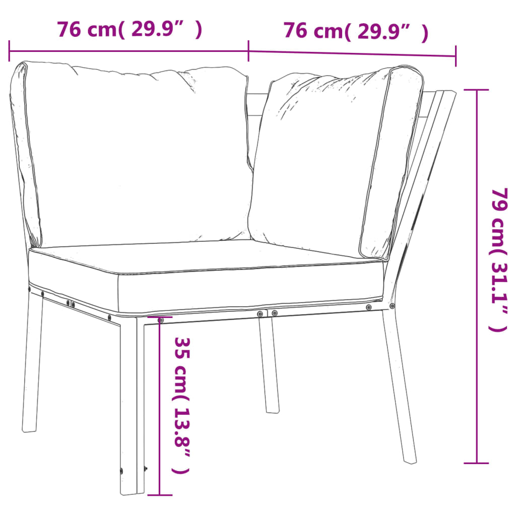 Chaise de jardin avec coussins sable 76x76x79 cm acier