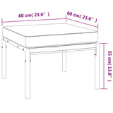 Tabourets de jardin et coussins sable lot de 2 60x60x35cm acier