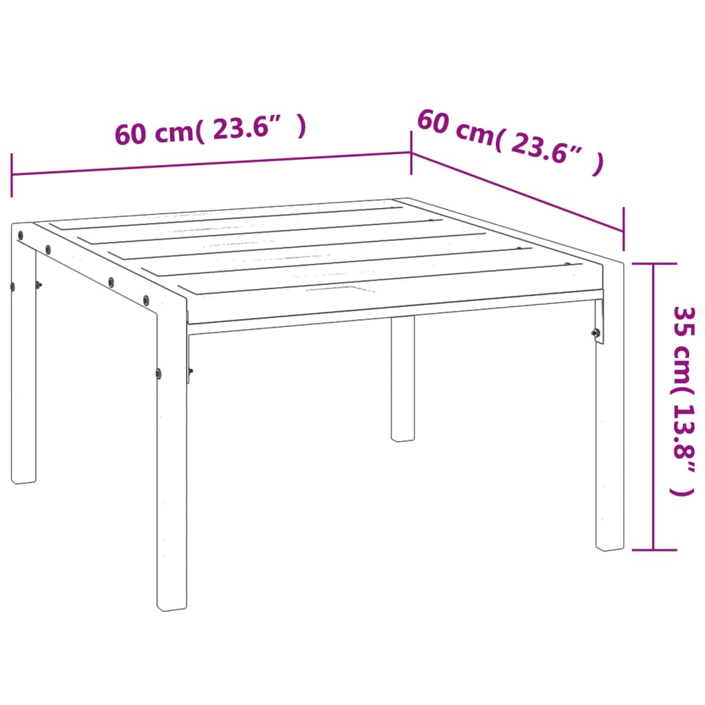 Table basse de jardin noir 60x60x35 cm acier