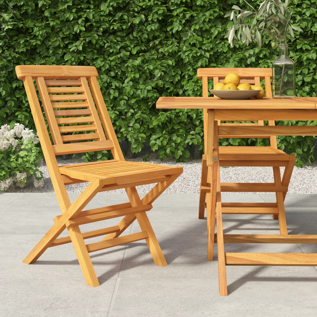 Chaises de jardin pliantes lot de 2 47x63x90cm bois massif teck