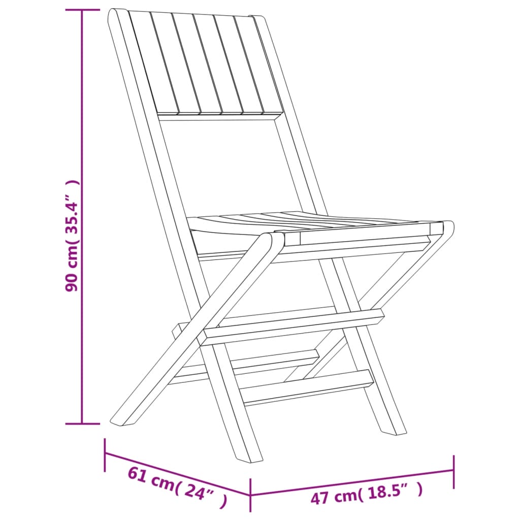 Folding garden chairs set of 2 47x61x90cm solid teak wood