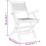 Chaises de jardin pliantes lot de 2 55x62x90cm bois massif teck