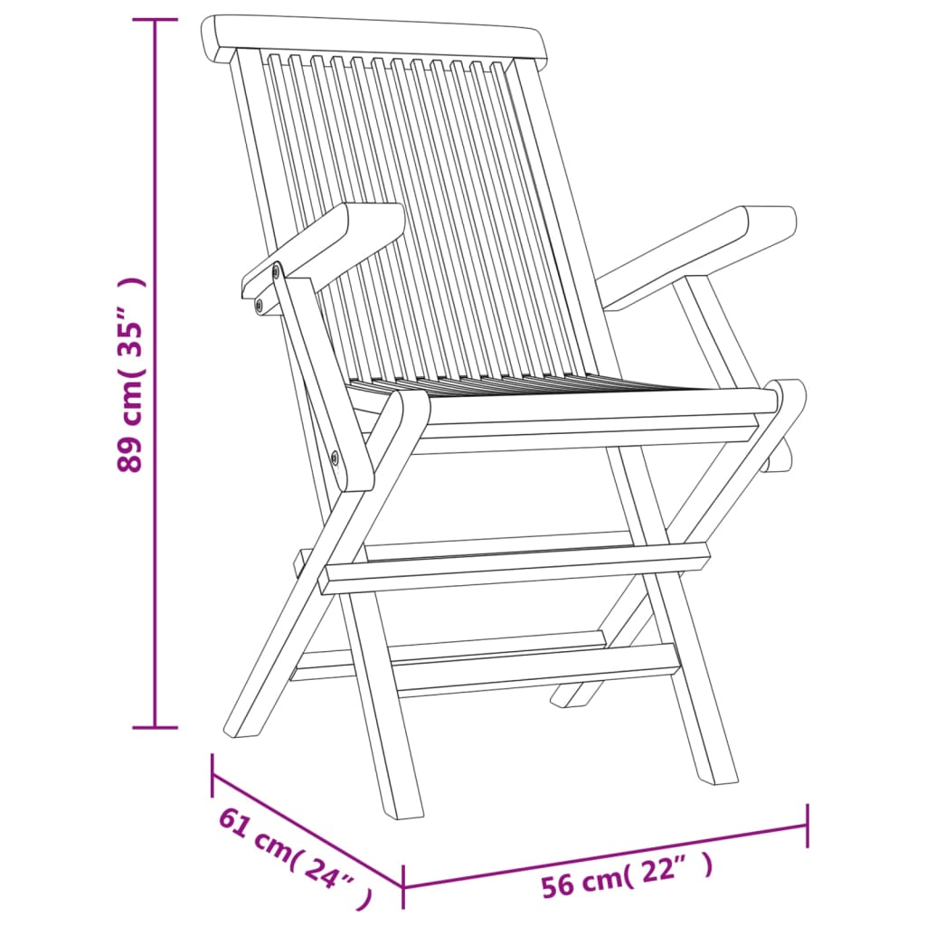 Chaises de jardin pliantes lot de 2 gris 56x61x89cm bois teck