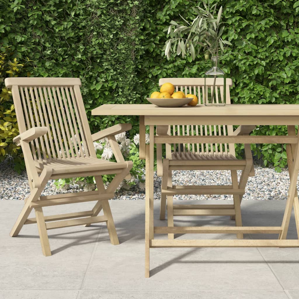 Chaises de jardin pliantes lot de 2 gris 56x61x89cm bois teck