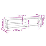 Meuble TV chêne sonoma 200x40x50 cm bois d'ingénierie et métal