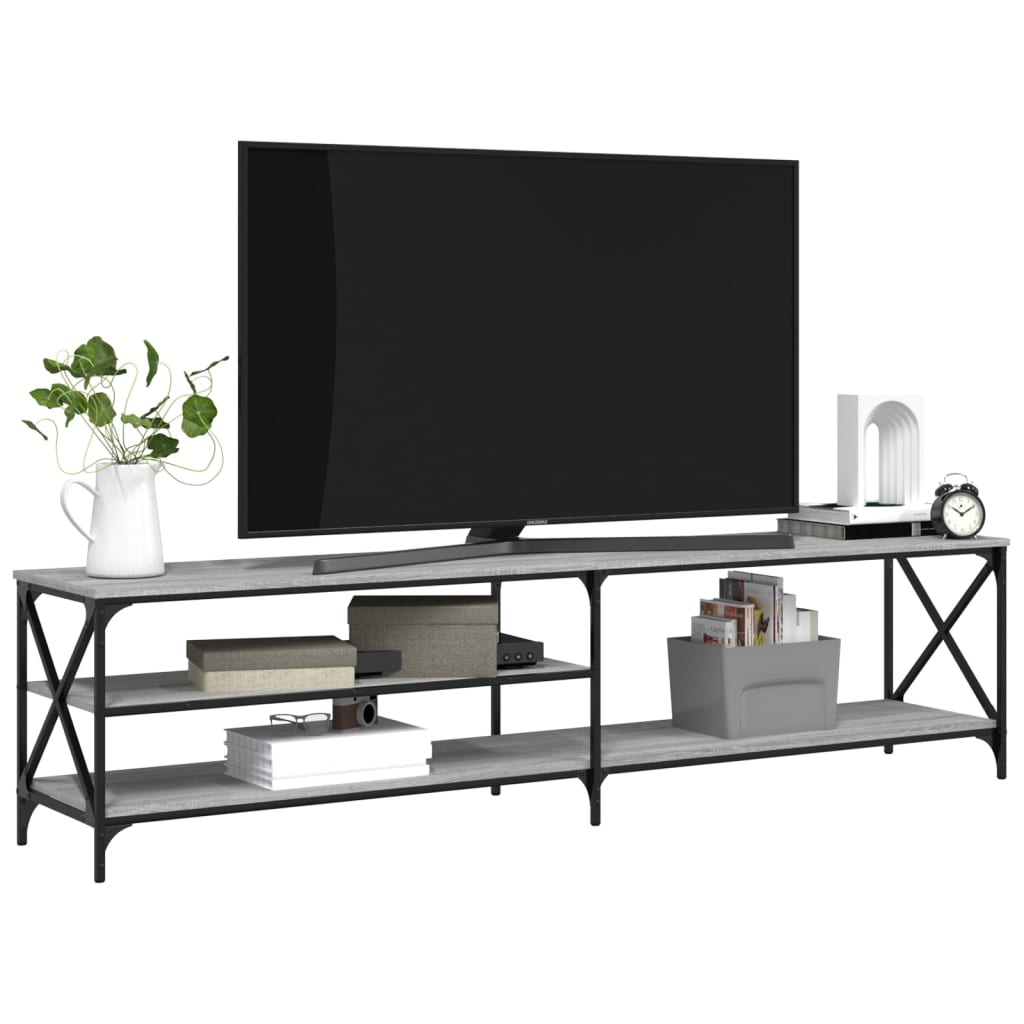 Meuble TV sonoma gris 200x40x50 cm bois d'ingénierie et métal