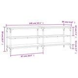 Meuble TV chêne sonoma 140x30x50 cm bois d'ingénierie