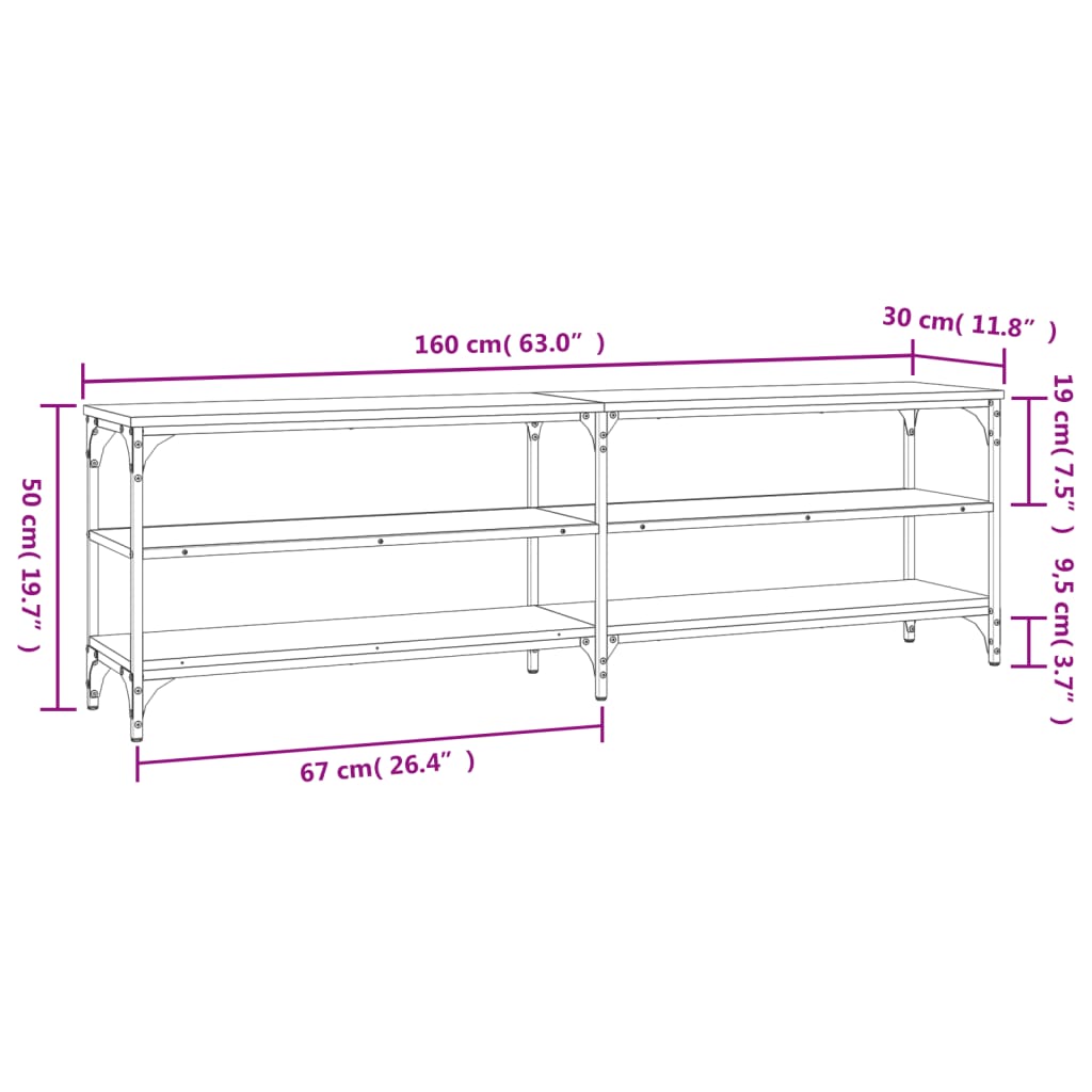 Meuble TV chêne sonoma 160x30x50 cm bois d'ingénierie