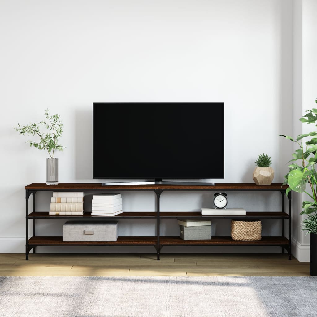 Meuble TV chêne marron 180x30x50 cm bois d'ingénierie et métal