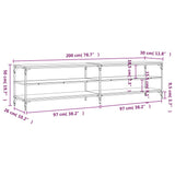 Meuble TV chêne sonoma 200x30x50 cm bois d'ingénierie et métal