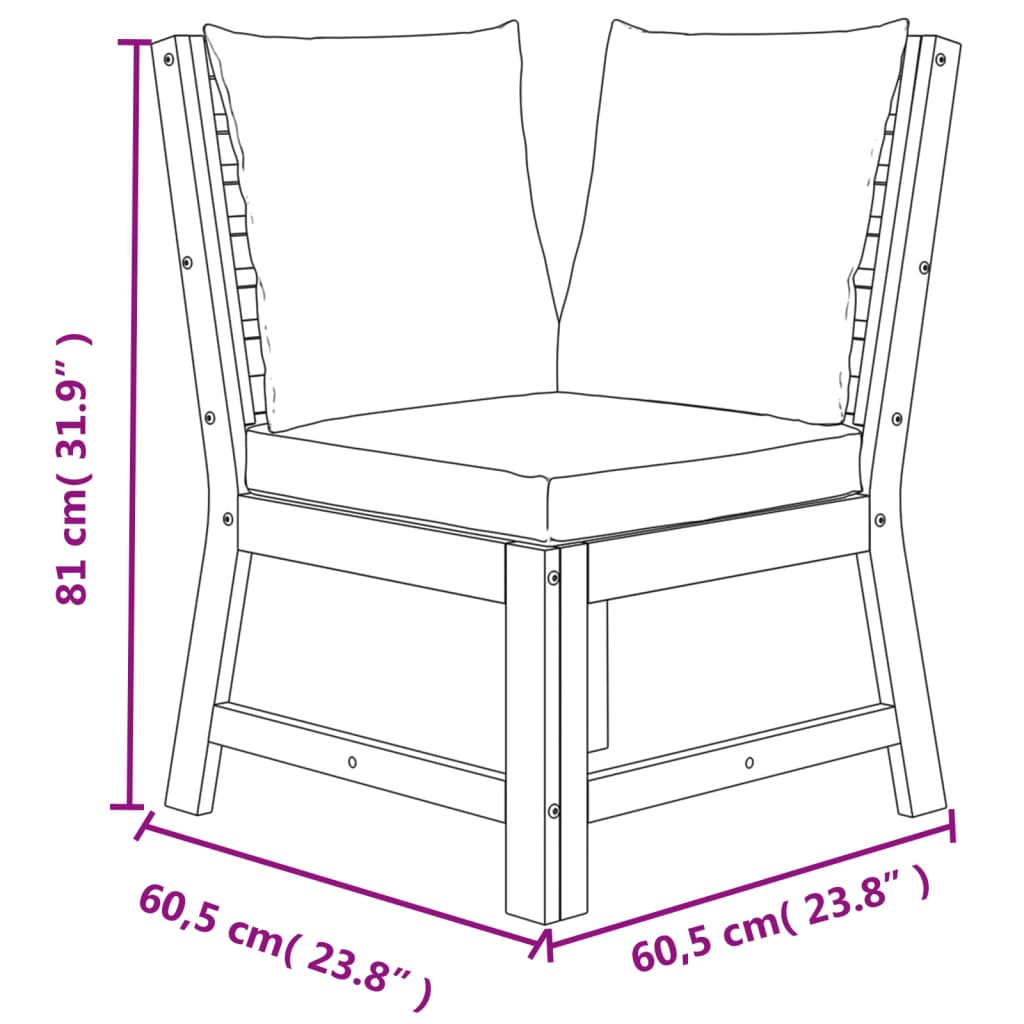 Ensemble à manger de jardin 6 pcs avec coussins Bois d'acacia