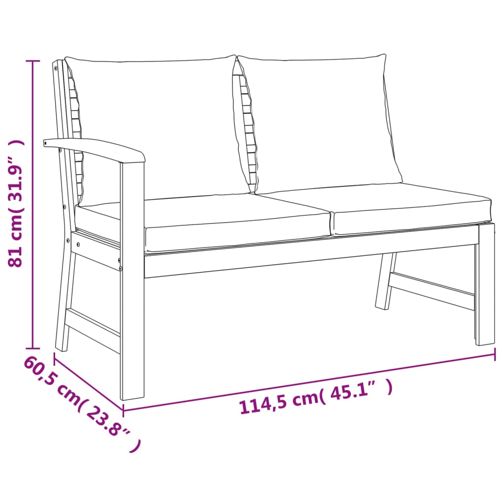 Ensemble à manger de jardin 6 pcs avec coussins Bois d'acacia