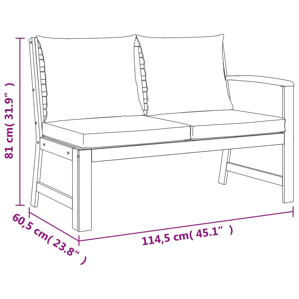 Ensemble à manger de jardin 6 pcs avec coussins Bois d'acacia