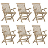 Salon de jardin 7 pcs gris bois de teck solide