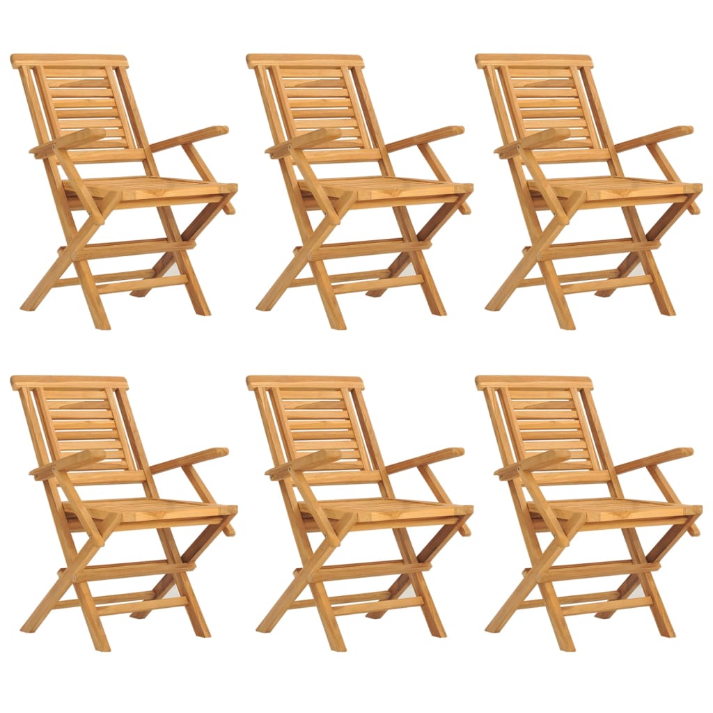 Chaises de jardin pliantes lot de 6 56x63x90cm bois massif teck