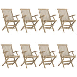 Chaises de jardin pliantes lot de 8 gris 56x61x89 cm bois teck