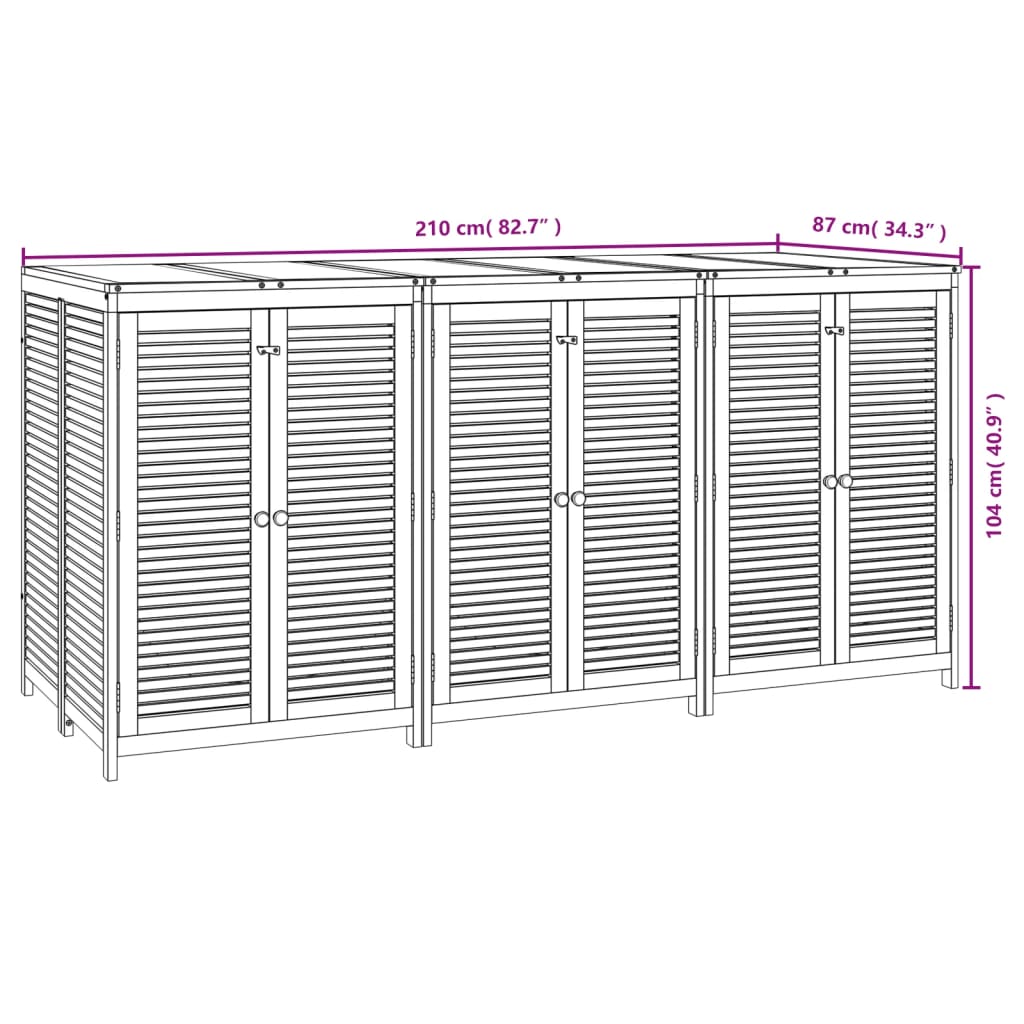 Garten-Aufbewahrungsbox 210 x 87 x 104 cm, massives Akazienholz