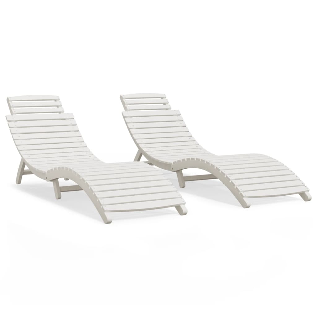 Chaises longues lot de 2 blanc 184x55x64 cm bois massif acacia