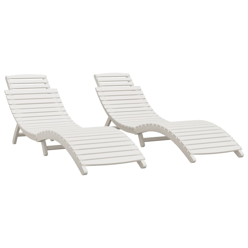 Chaises longues lot de 2 blanc 184x55x64 cm bois massif acacia