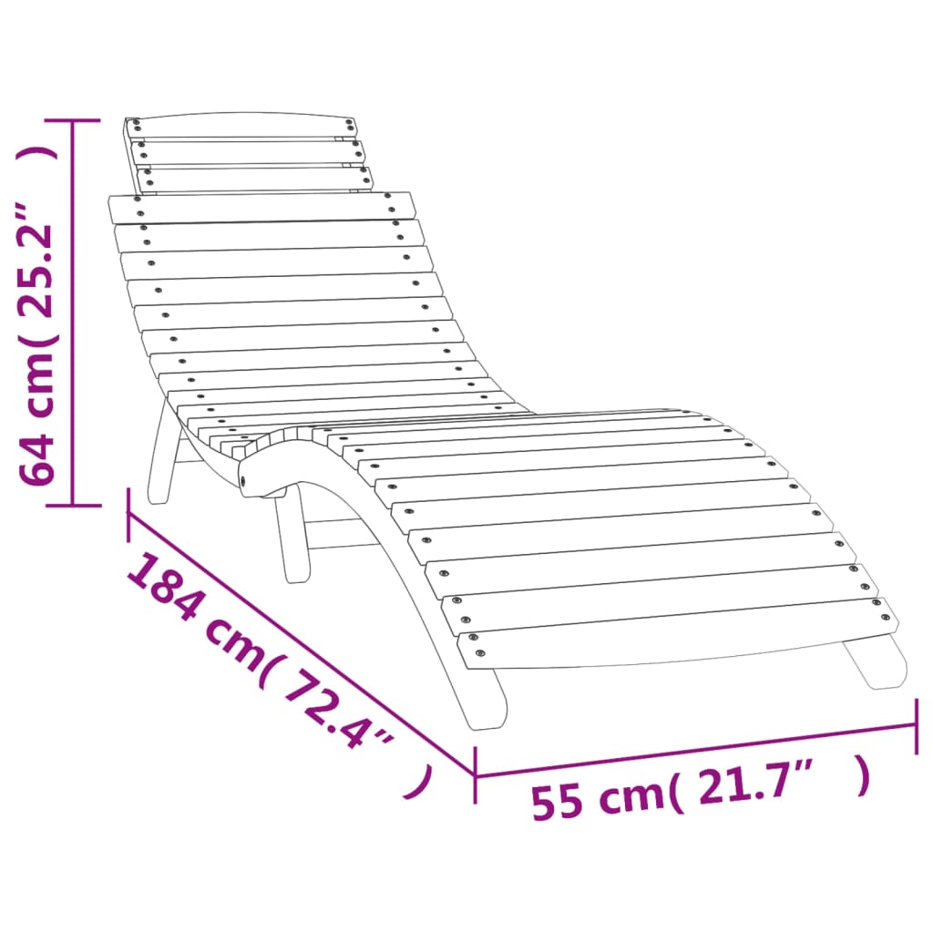 Chaises longues lot de 2 blanc 184x55x64 cm bois massif acacia