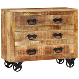 Buffet avec 3 tiroirs 80x30x65 cm bois de manguier brut massif