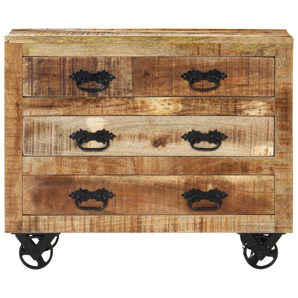 Buffet avec 3 tiroirs 80x30x65 cm bois de manguier brut massif