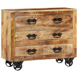 Buffet avec 3 tiroirs 80x30x65 cm bois de manguier brut massif