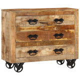 Buffet avec 3 tiroirs 80x30x65 cm bois de manguier brut massif