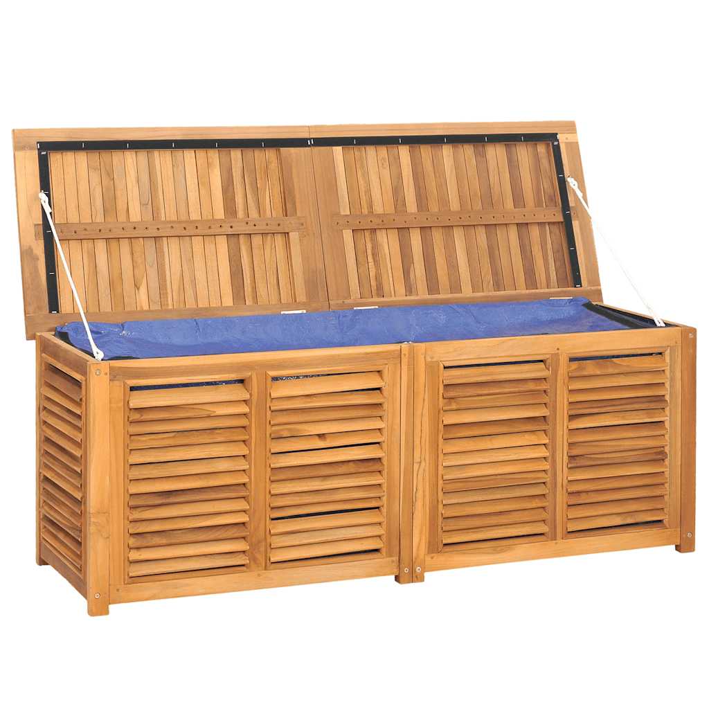 Boîte de rangement jardin et sac 150x50x53 cm bois massif teck