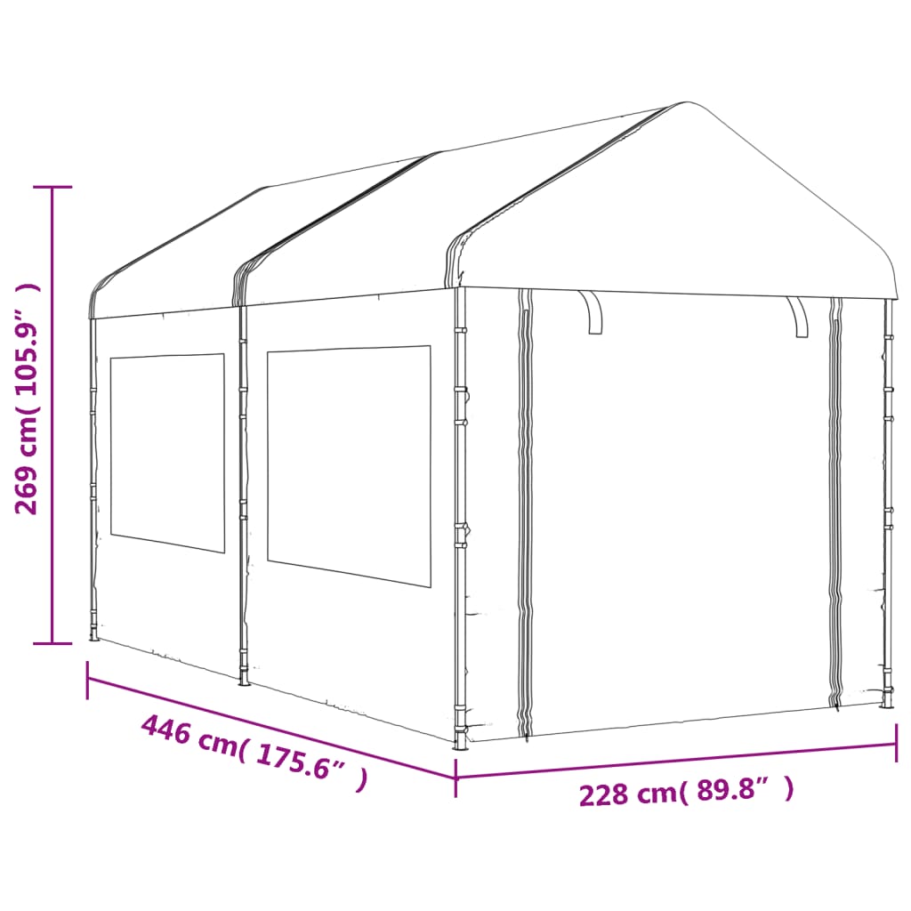 Belvédère avec toit blanc 4,46x2,28x2,69 m polyéthylène