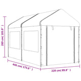 Belvédère avec toit blanc 4,46x2,28x2,69 m polyéthylène