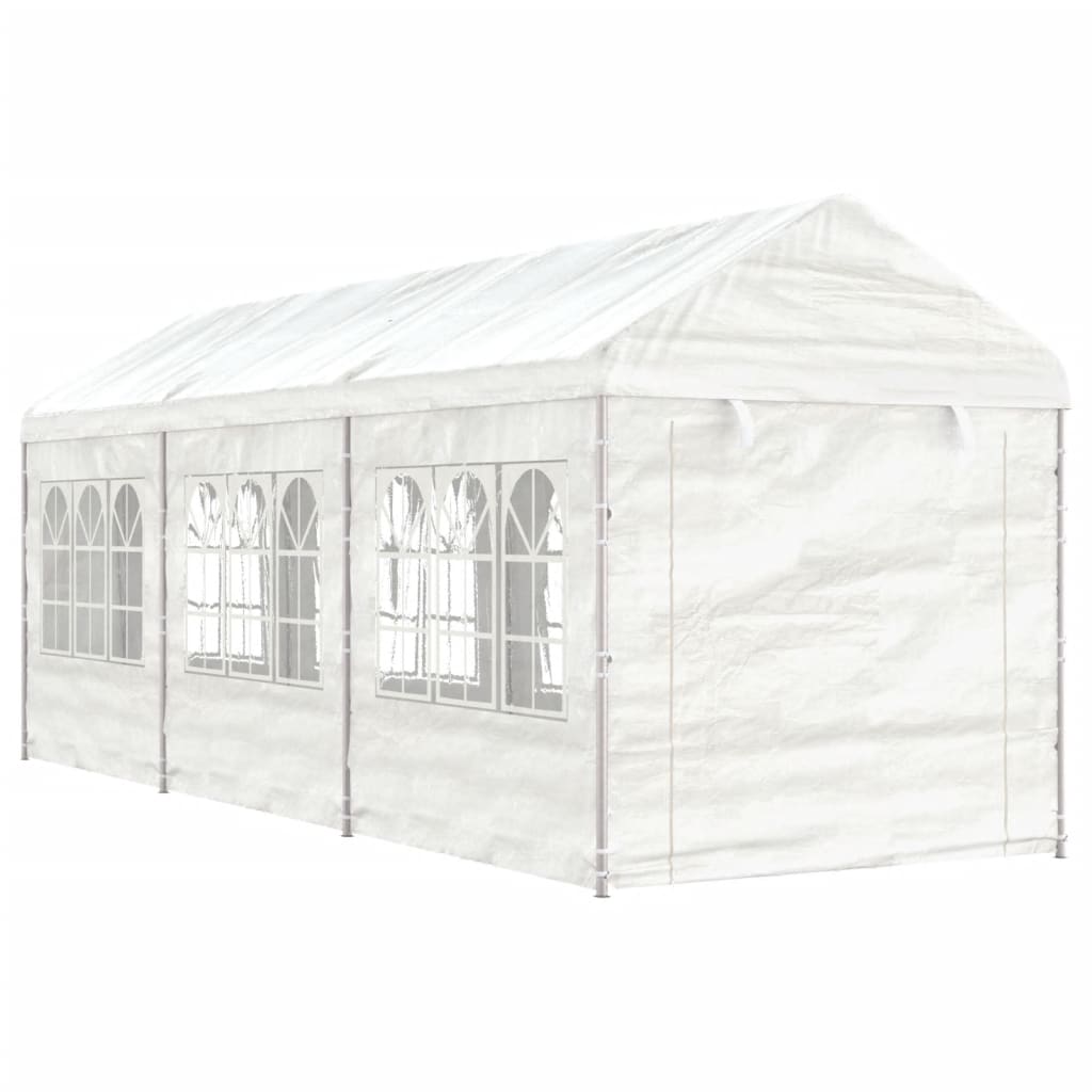 Pavillon mit weißem Dach 6,69 x 2,28 x 2,69 m aus Polyethylen