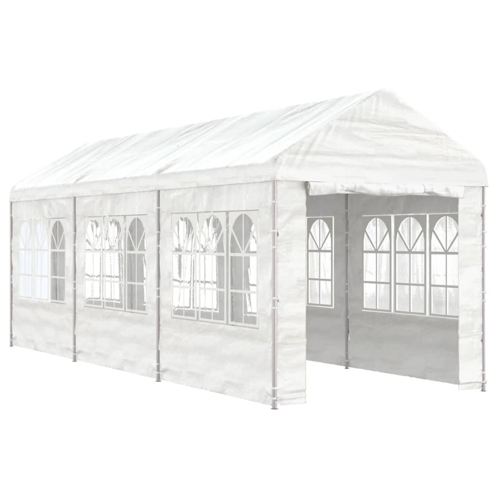 Pavillon mit weißem Dach 6,69 x 2,28 x 2,69 m aus Polyethylen