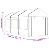 Pavillon mit weißem Dach 6,69 x 2,28 x 2,69 m aus Polyethylen