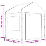 Pavillon mit weißem Dach 6,69 x 2,28 x 2,69 m aus Polyethylen