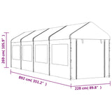 Belvédère avec toit blanc 8,92x2,28x2,69 m polyéthylène