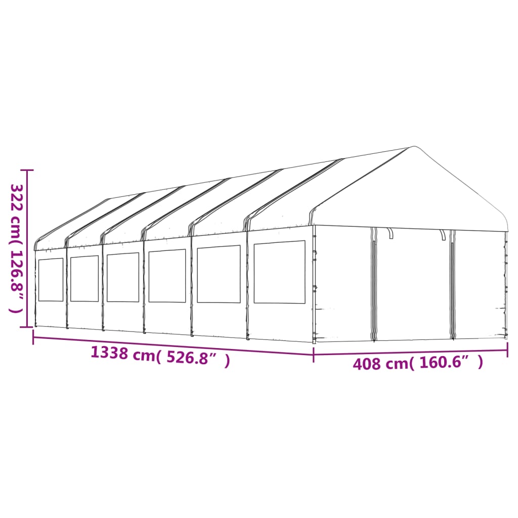 Belvédère avec toit blanc 13,38x4,08x3,22 m polyéthylène