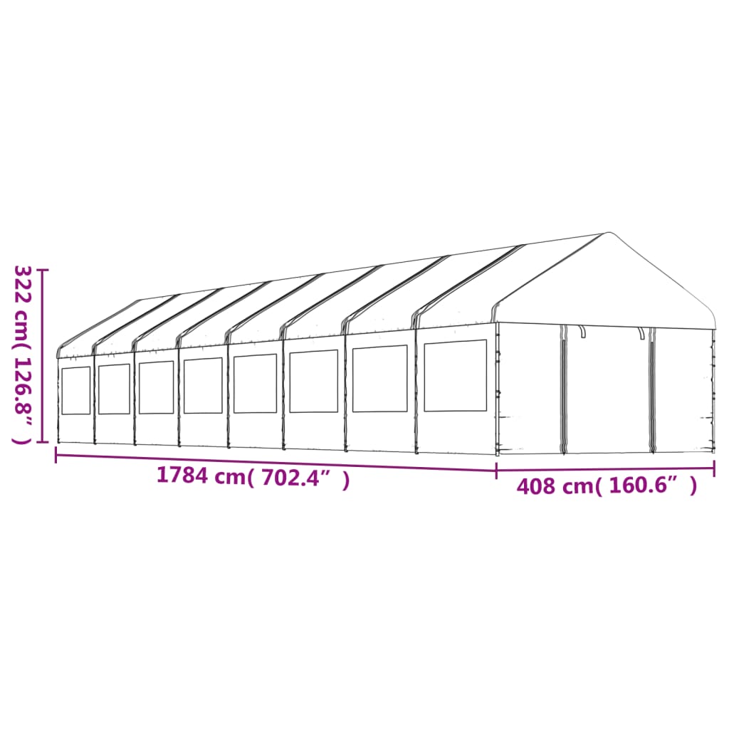 Belvédère avec toit blanc 17,84x4,08x3,22 m polyéthylène