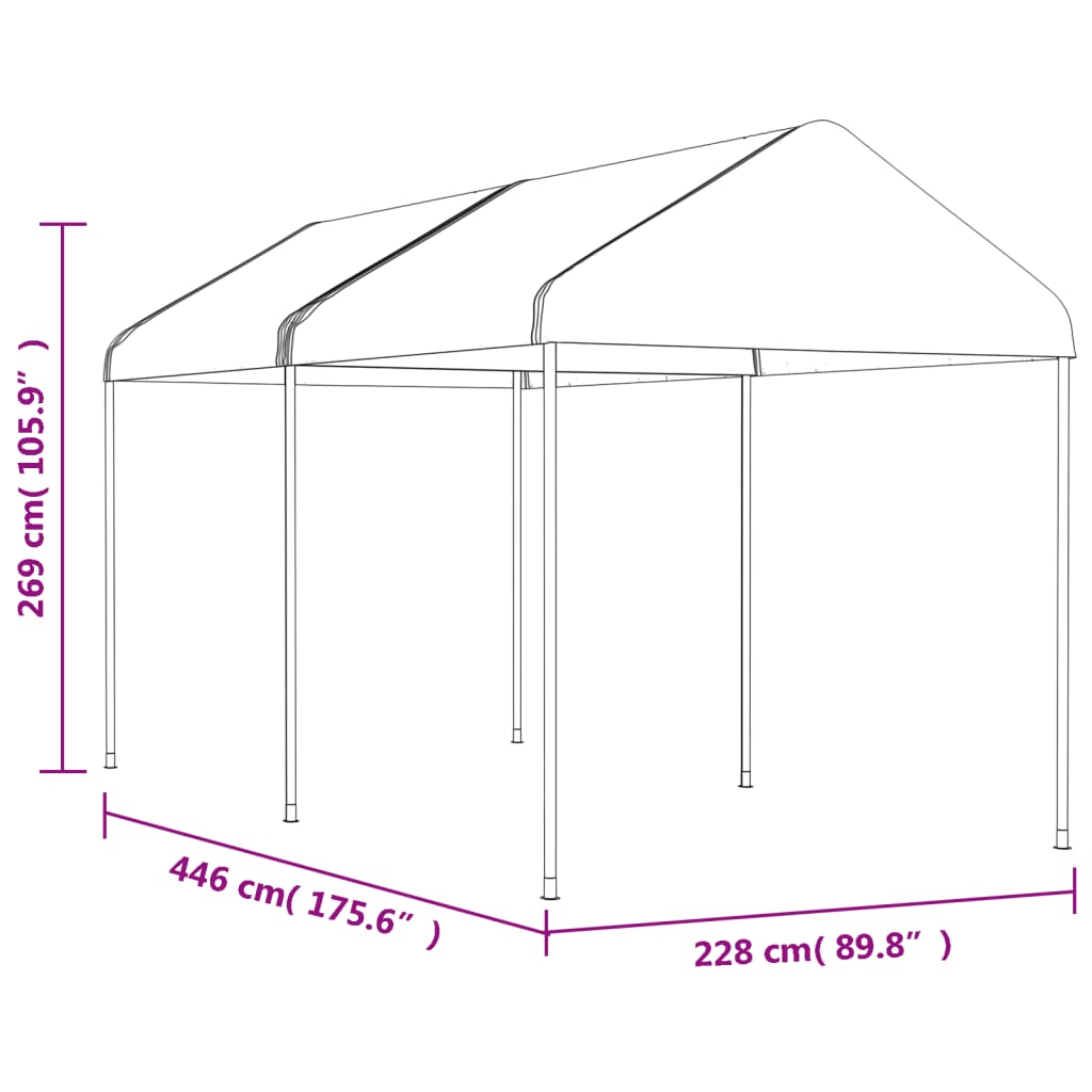 Belvédère avec toit blanc 4,46x2,28x2,69 m polyéthylène