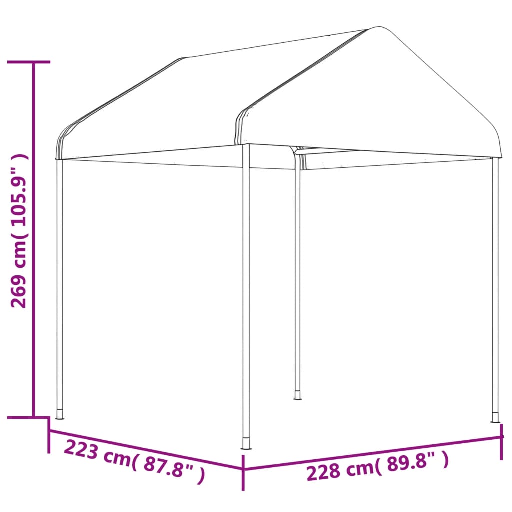 Belvédère avec toit blanc 4,46x2,28x2,69 m polyéthylène