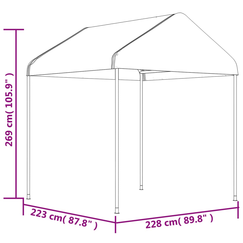 Belvédère avec toit blanc 6,69x2,28x2,69 m polyéthylène