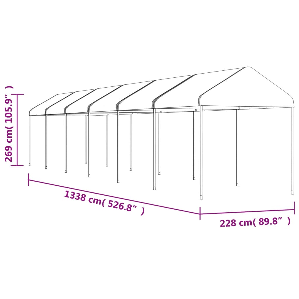 Belvédère avec toit blanc 13,38x2,28x2,69 m polyéthylène