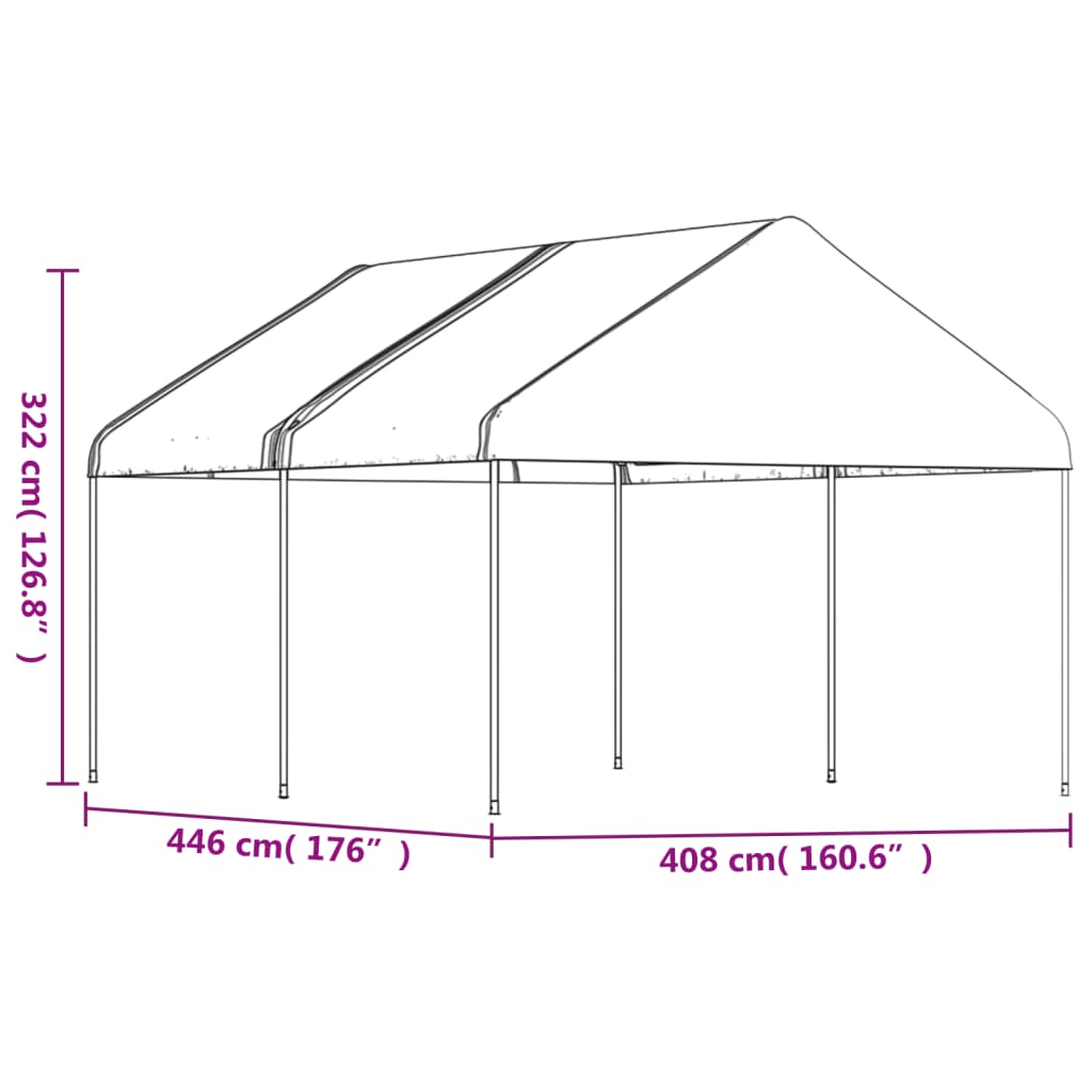 Belvédère avec toit blanc 4,46x4,08x3,22 m polyéthylène