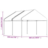 Belvédère avec toit blanc 4,46x4,08x3,22 m polyéthylène