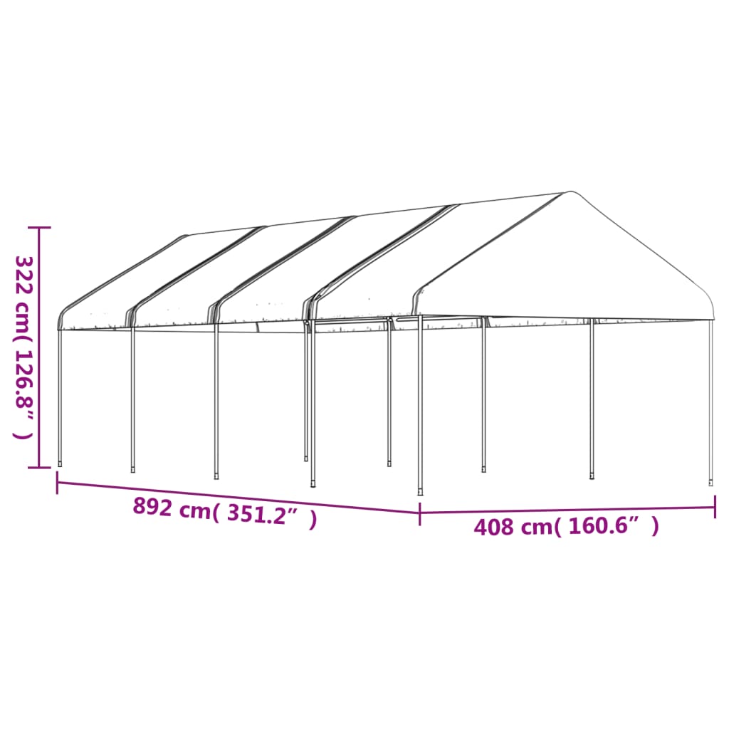 Belvédère avec toit blanc 8,92x4,08x3,22 m polyéthylène