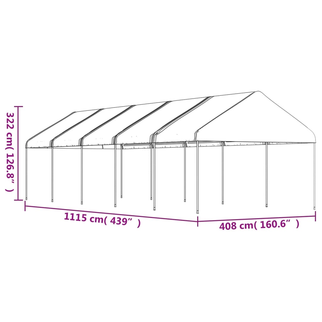 Belvédère avec toit blanc 11,15x4,08x3,22 m polyéthylène